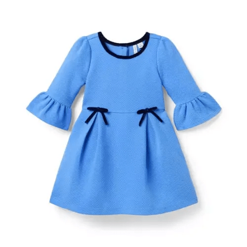 Girl Neptune Blue Quilted Bow Dress by Janie and Jack