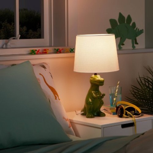 Dinosaur Kids' Table Lamp  Green - Pillowfort™: Dino Lights for Boys, Ceramic Accent Lamp