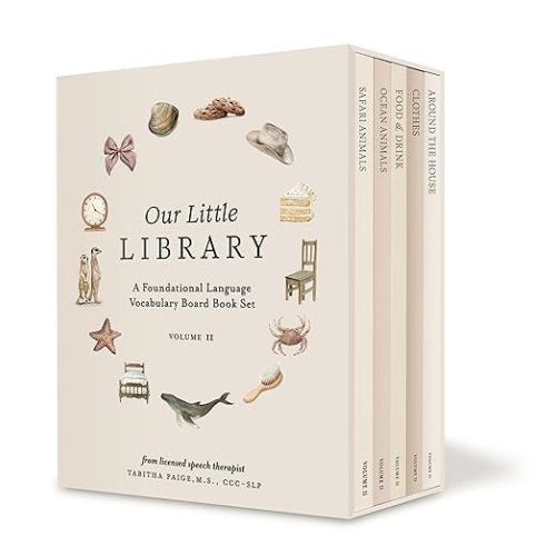 Our Little Library Vol. 2: First 100 Words Board Book Box Set, including Ocean Animals, Safari Animals, Food and Drink, Clothes, and Around the House (Tabitha Paige Children's Book Series)