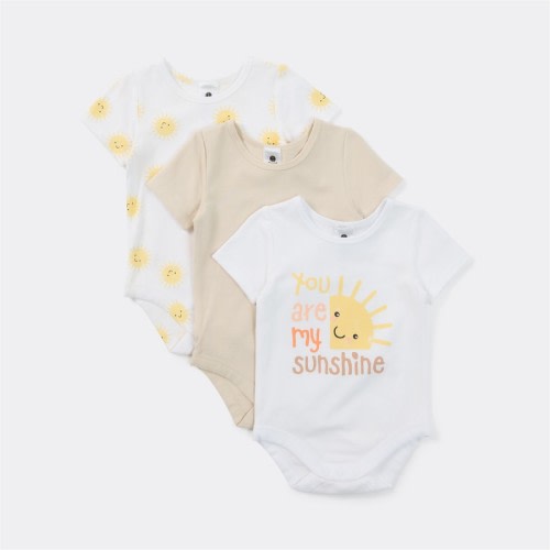 Dymples Baby Short Sleeve Stretch Bodysuit 3 Pack - Multi