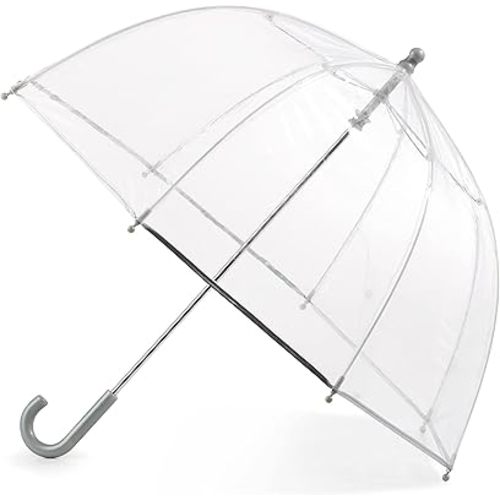 The Weather Station Children's Dome Bubble Rain Umbrella, Kids, Clear, Fiberglass Frame, Windproof, Lightweight, Stick, Full 36 Inch Arc