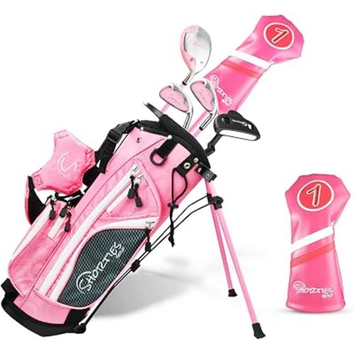 Shorties Golf - Kids Golf Club Set | Perfect for Toddler Golfers and Kids 34"-38" Tall | EasyCarry Stand Bag | Driver, 7-Iron, Putter, Headcover, and Rain Cover