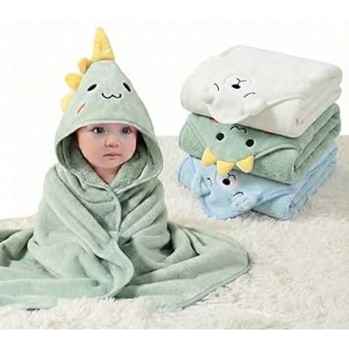 Hooded Baby Towel - 3 Pack Premium Soft Bath Towel for Baby, Newborn,Infant - Ultra Absorbent,Natural Baby Stuff Towel, Soft Coral Velvet Coral Fleece Bath Towel for Boys and Girls