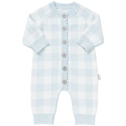 Avibae Knit Baby Sweater, Cotton Thermal Clothes for Newborn Infant, Baby Boys and Girls Plaid Romper