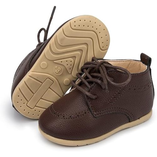 Meckior Infant Baby Boys Girls Classic PU Leather Wedding Loafers Brogue Toddler Oxford Dress Shoes First Steps Walking Flat Lazy Crib Shoe