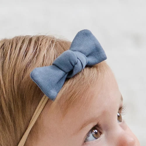 Colored Organics Baby Organic Cotton Dainty Bow Headband - Infant Girls - Denim