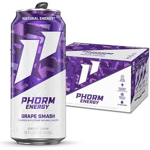 Phorm Energy Drink, Grape Smash, Sugar Free, 16 oz 12 Pack
