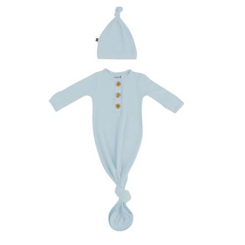 Knotted Gown with Hat Set in Fog | Kyte Baby