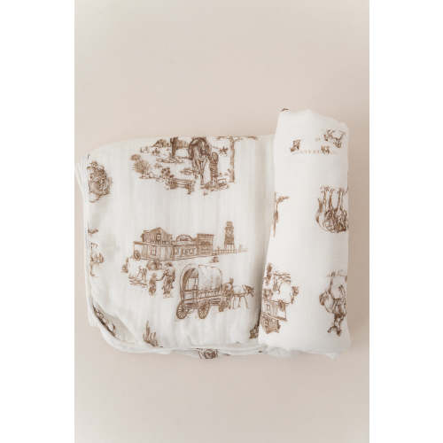 Western Toile Bamboo Baby Blanket | The Gilded Bird US