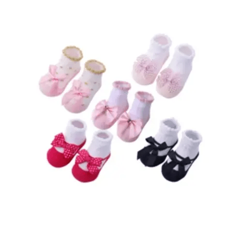 5pairs Multi-Colored Striped Letter Bowknot Decor Cute And Comfortable Baby Socks | SHEIN USA