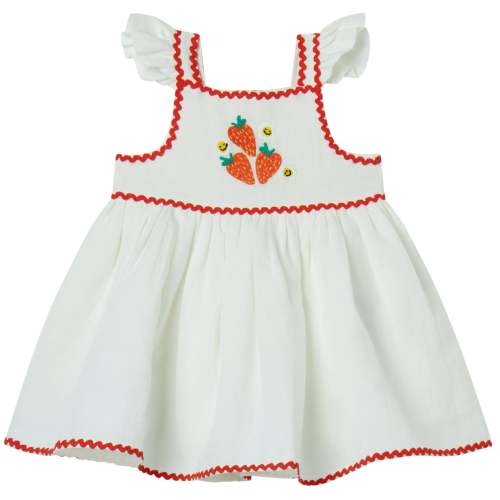 Baby Girl Ric Rac Dress with Strawberry Flower Print