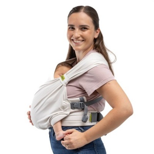 Boba Bliss 2-in-1 Hybrid Baby Carrier & Wrap - 0-18 Months - Stone Cream: Cotton, Spandex, 7-35 lbs Capacity, Facing-In Front Carrier