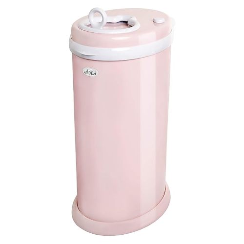 Ubbi Steel Diaper Pail, Odor Locking, No Special Bag Required, Award-Winning, Registry Must-Have, Blush Pink