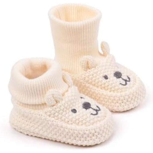 HsdsBebe Newborn Baby Boys Girls Booties Knit Cartoon animal Booties Warm Soft Cozy Socks Shoes for Baby Shower Table Decorations