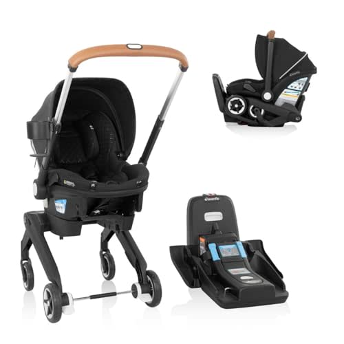 Evenflo Shyft DualRide Preemie and Infant Car Seat Stroller Combo | with Carryall Storage Bag, Green & Gentle Fabric, SensorSafe Technology, 3-30 lbs (Jasper Black)