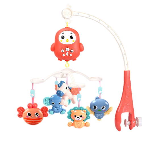 Crib Mobiles with Music Lights, Baby Mobiles for Cribs, Nursery Musical Mobile for Bassinets Toys Hanging Girls Boys, Pack and Play Space Portable Animal Mobile Hanger Arm Clip on Attachment