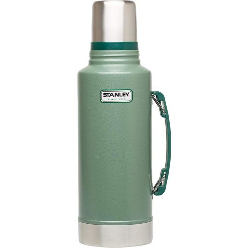 Stanley Heritage Classic Vacuum Bottle with Handle 2.0 qt | Wide Mouth with Leakproof Cup Lid | Keep Drinks Hot Cold for Travel | Insulated Stainless Steel Thermal Bottle | BPA-Free | Hammertone Green