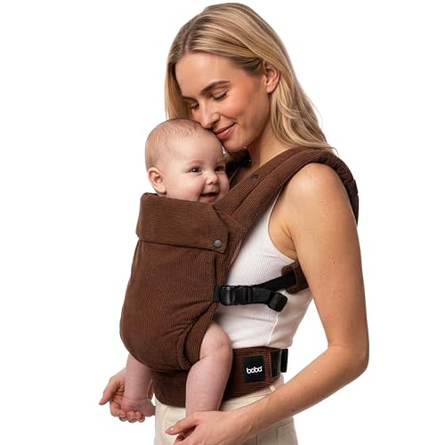 Boba Auri Baby Carrier Newborn to Toddler - Corduroy Cotton Newborn Carrier, 3 Ergonomic Positions (Front in/Front Out/Back), “M”-Position Baby Carriers with Adjustable Seat (7-45 lbs)