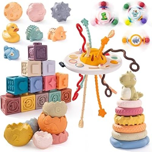Stacking Toy Set 26Pcs for Babies 36+ Months - Lala Toys Educational Toys, Montessori Baby Building Blocks, Soft Stacking Blocks, Sensory Balls - Ideal Baby Stacking Toys and Sensory Toys