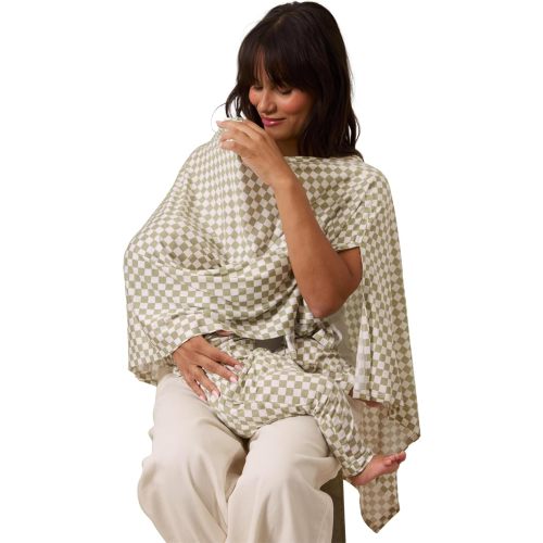 Solly Baby Nursing Cover, Ultra-Breathable, Lightweight Breastfeeding Cover-Up, Buttery-Soft Fabric, Universal Fit, Postpartum Essentials, Newborn Must Haves, Sage Chequer