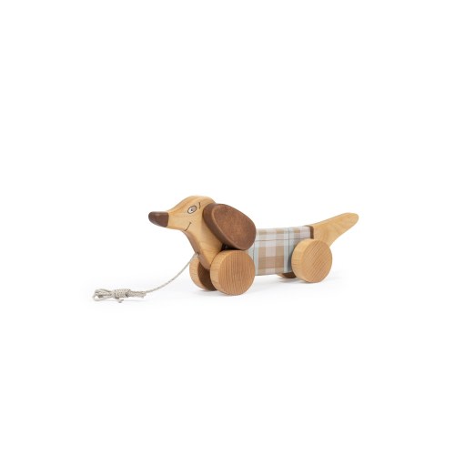 Wooden Dachshund Pull Toy: Handcrafted Birch Wood