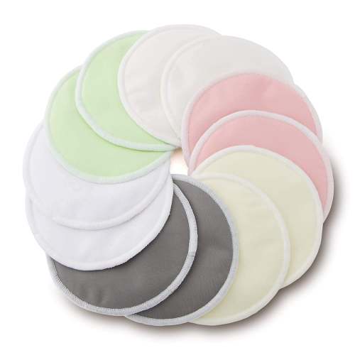 Organic Bamboo Breastfeeding Pads (12 Pack) With Laundry Bag - Reusable Nipple Pads Are