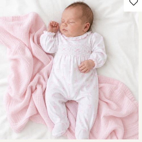 Baby Girl Smocked Footie - Pima Cotton - Magnolia Baby Amelia's Classics