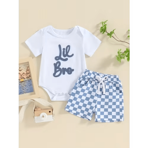 2pcs baby boy shorts romper outfit short sleeve round neck - Temu