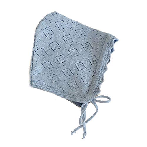 Baby Girls Hats Cotton Solid Color Baby Hats & Caps for 0-24 Months Newborn Baby Knitted Hat with Ruffle Flower Blue, Blue, 30*20.5*1cm