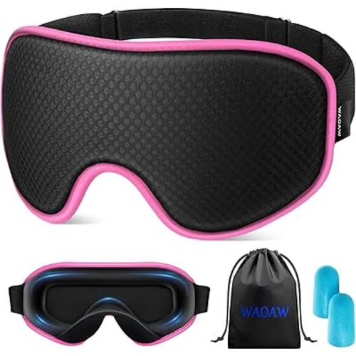 WAOAW Sleep Mask for Men Women: Blackout Eye Masks for Sleep - 3D Breathable Soft Comfortable Eye Mask for Travel - Adjustable Light Blocking Night Masks for Sleeping