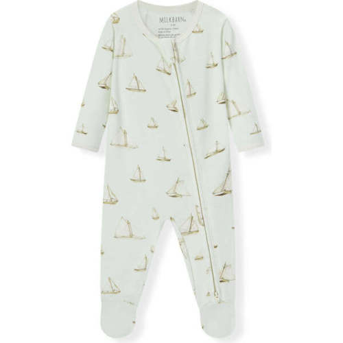 Sailboat Melody Organic Cotton Zipper Footed Romper - Milkbarn Kids | Maisonette