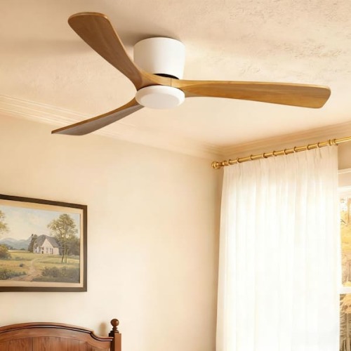 42 in. Indoor White 3 Solid Wood Ceiling Fan with Reversible DC Motor and Remote Control