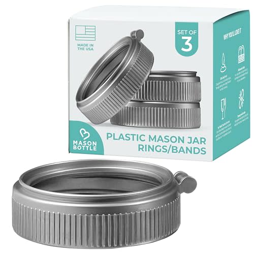 Mason Bottle Plastic Jar Rings (3-Pack) Fits Regular-Mouth Mason Jars Reusable, BPA-Free, Non-Toxic, Rust-Proof, Made in USA (Lid and Bottle Not Included)