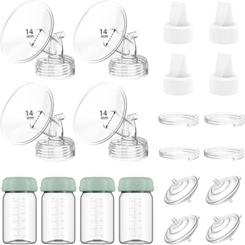 4 Full Pump Parts Kits for Spectra S1/S2/9 Plus/Synergy Gold, Replacement Kit for Spectra Pump Parts 4PC,Include 14mm Flange, Duckbill Valve, Tube, Bottle, Backflow Protector, Not Original Accessories