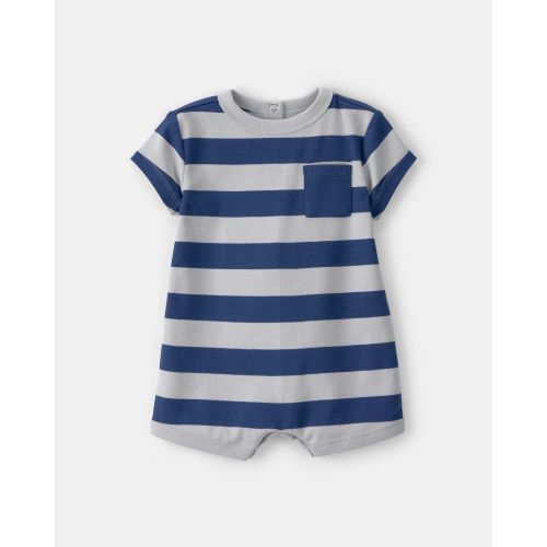 Baby Boy Stripe Short-Sleeve Romper - Blue/Grey | Carter's