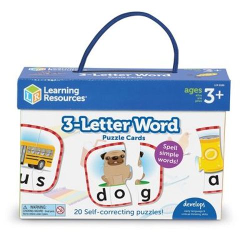 Learning Resources 3-Letter Word Puzzle Cards: Reading Flash Cards for Preschool to Grade 2
