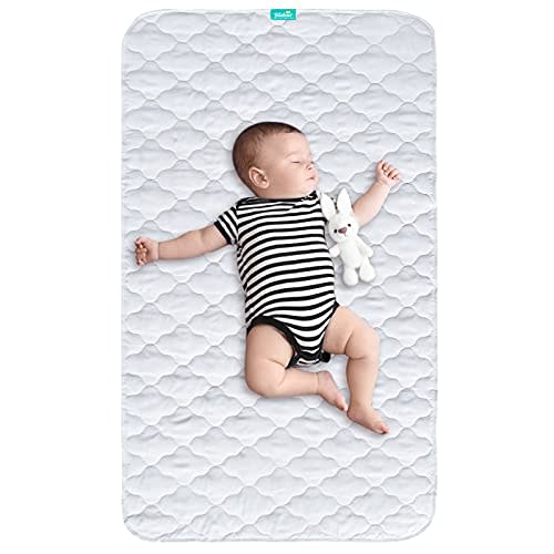 Crib Mattress Protector Pad Cover Quilted Waterproof Incontinence Bed Pads Wetting Protection Pad 52" x 28" Reusable & Non-Slip Potty Training Pads for Toddlers (Quilted Improved Thickness)