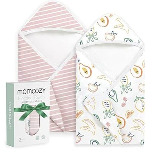 Momcozy Baby Towel with Hooded - Ultra Soft & Absorbent Large Bath Towel Set for Comfort & Gentle on Baby's Skin - Shower Gift & Bath Essential & Baby Registry Search for Newborn,Infant,Toddler,Kids
