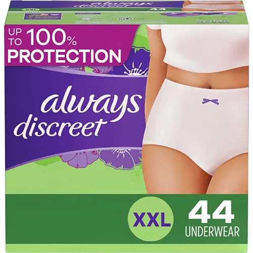 Always Discreet Adult Incontinence & Postpartum Underwear For Women, Size Xxl, Maximum Absorbency, Disposable, 22 x 2 Packs (44 Count total) (Packaging May Vary)