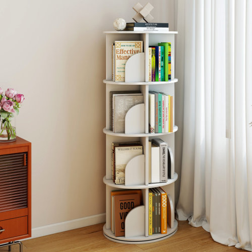 Wrought Studio™ Rotating Bookshelf, 360° Spinning Corner Bookcase, White Space Saving Organizer For Study Room, Home Office, Kids Rooms, Bedroom, Adults & Kids & Reviews | Wayfair