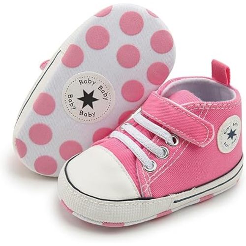 Unisex Baby Girls Boys Canvas High-top Shoes, Newborn Infant Anti-Slip Soft Sole Frist Walking Breathable Sneakers