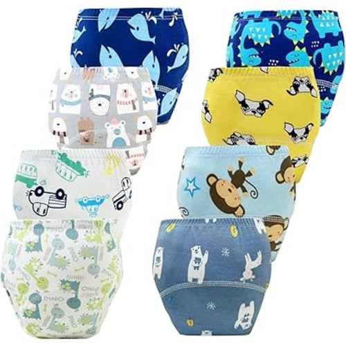 Upairy Training Pants for Girls Boys,Toddler Potty Training Underwear,Leakproof Reusable Kid Confident Panties,Children's Potty Underwear 100% Cotton for 2T-6T(8PCS,S)