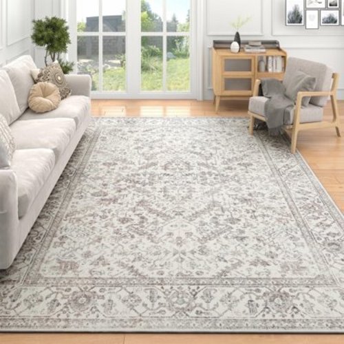 SIXHOME 5'x7' Area Rugs for Living Room Washable Rugs Carpet Vintage Traditional Rugs for Bedroom Dinning Room Office Playroom Nursery Soft Non Slip Large Area Rug Retro Home Decor Light Gray