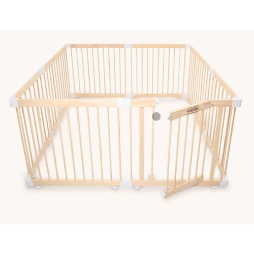 HARPPA Wooden Baby Gate Playpen | Non-Toxic Foldable DIY Adjustable Play Yard for Infants & Toddlers – Natural Finish Baby Fence for Small & Large Spaces