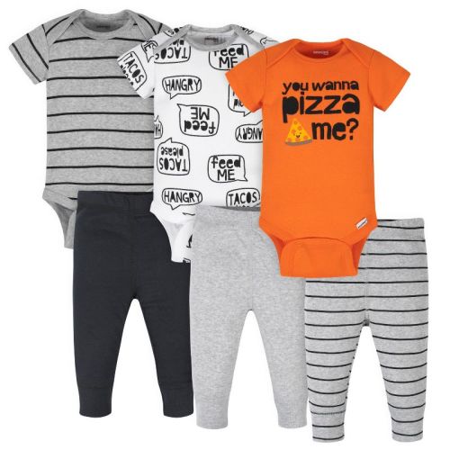 Onesies® Brand Baby Boys' Bodysuits & Pants 6-Piece Set, Color: Pizza, Size: newborn