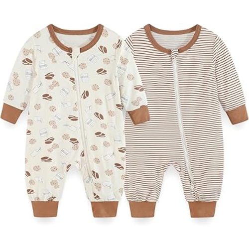 Unisex Rayon Made from Bamboo Zipper Baby Boy Girl Rompers 2 Pcak Long Sleeve Infants Jumpsuits New Born Clothes