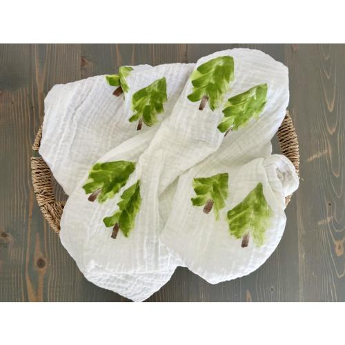 Forest/Trees | 100% Cotton Muslin Swaddle Blanket | Baby Blankets | Watercolor | Hand-painted