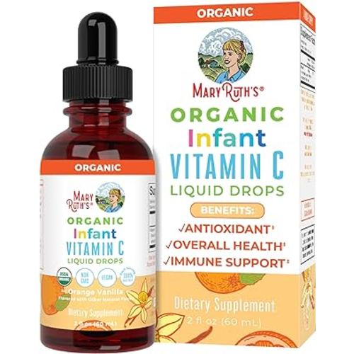 Infant & Baby Vitamin C Supplement | USDA Organic Vitamin C Liquid Drops for Infants | Ages 6-12 Months | Immune Support Supplement | Overall Health | Vegan | Non-GMO | Gluten Free | 2 Fl Oz