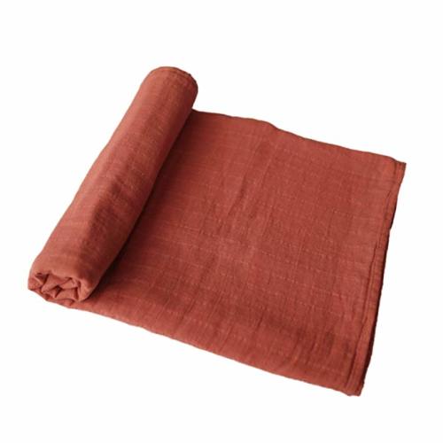 mushie Muslin Baby Swaddle Blanket | 100% Organic Cotton (Auburn)