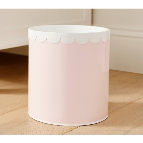Pink Scalloped Bath Trash Can